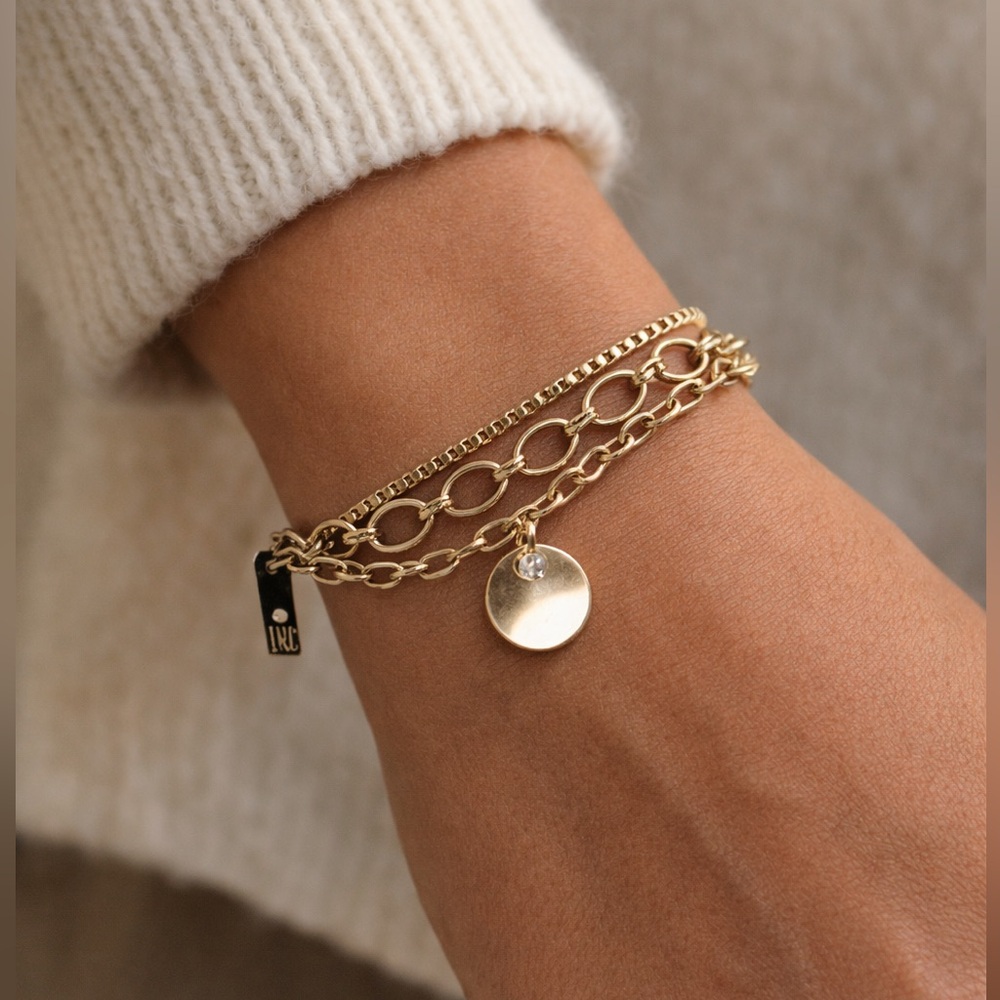 INC International Concepts Gold-Tone Layered Chain Bracelet with Charm